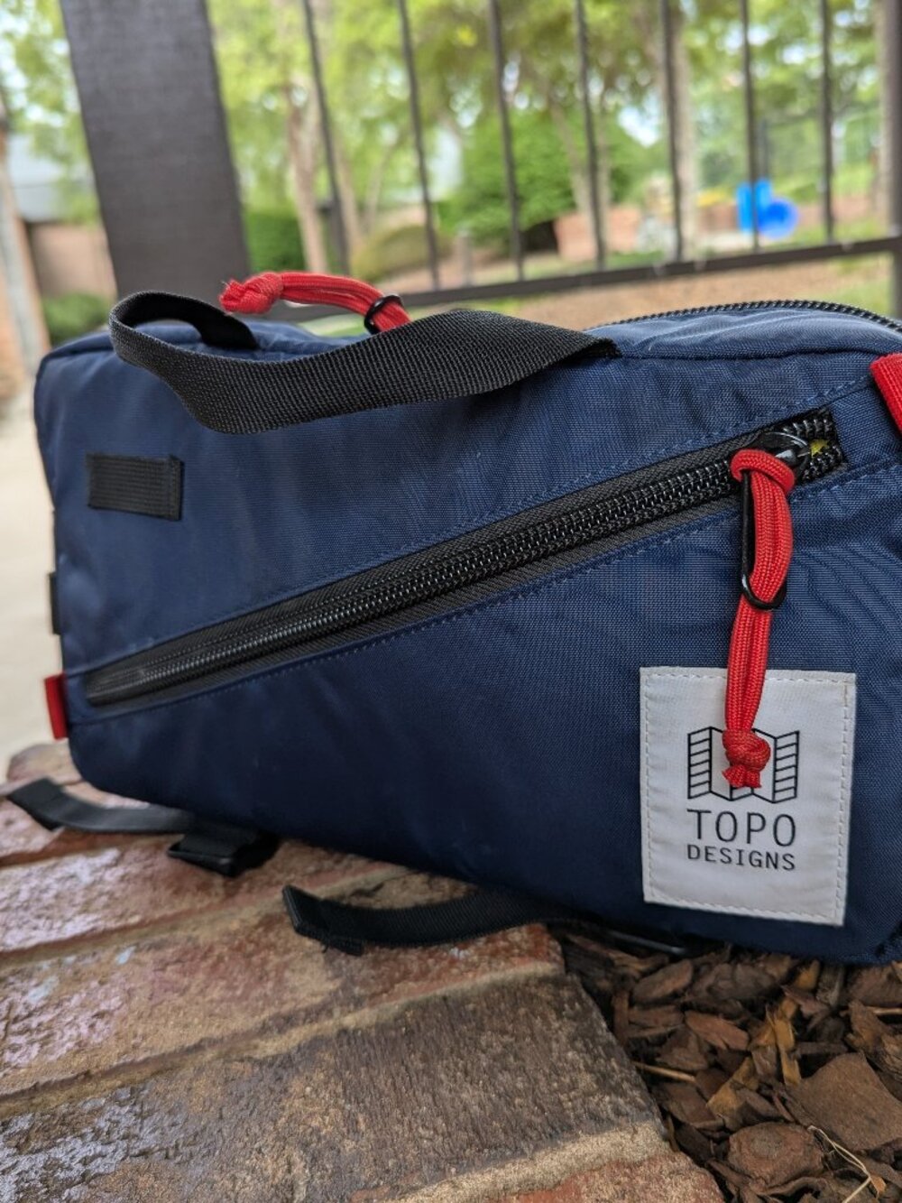 Topo Designs Quick Pack (Large, not mini) Navy sling crossbody pouch red accents